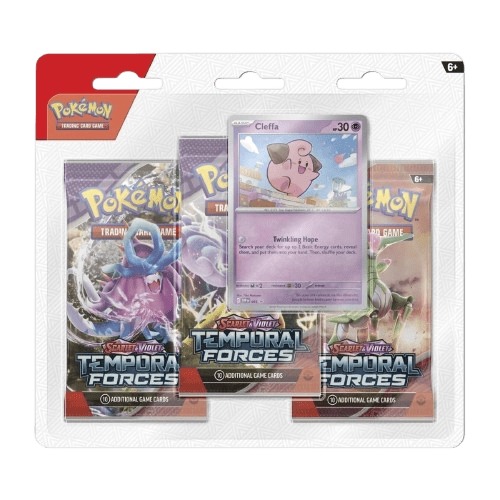 Pokémon Scarlet & Violet Temporal Forces 3-Pack Blister EN – mit Cleffa Promo Karte