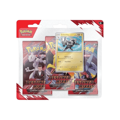 Englischer Pokémon TCG Scarlet & Violet 10 Destined Rivals 3-Pack Blister mit 3 Booster Packs und Promokarte