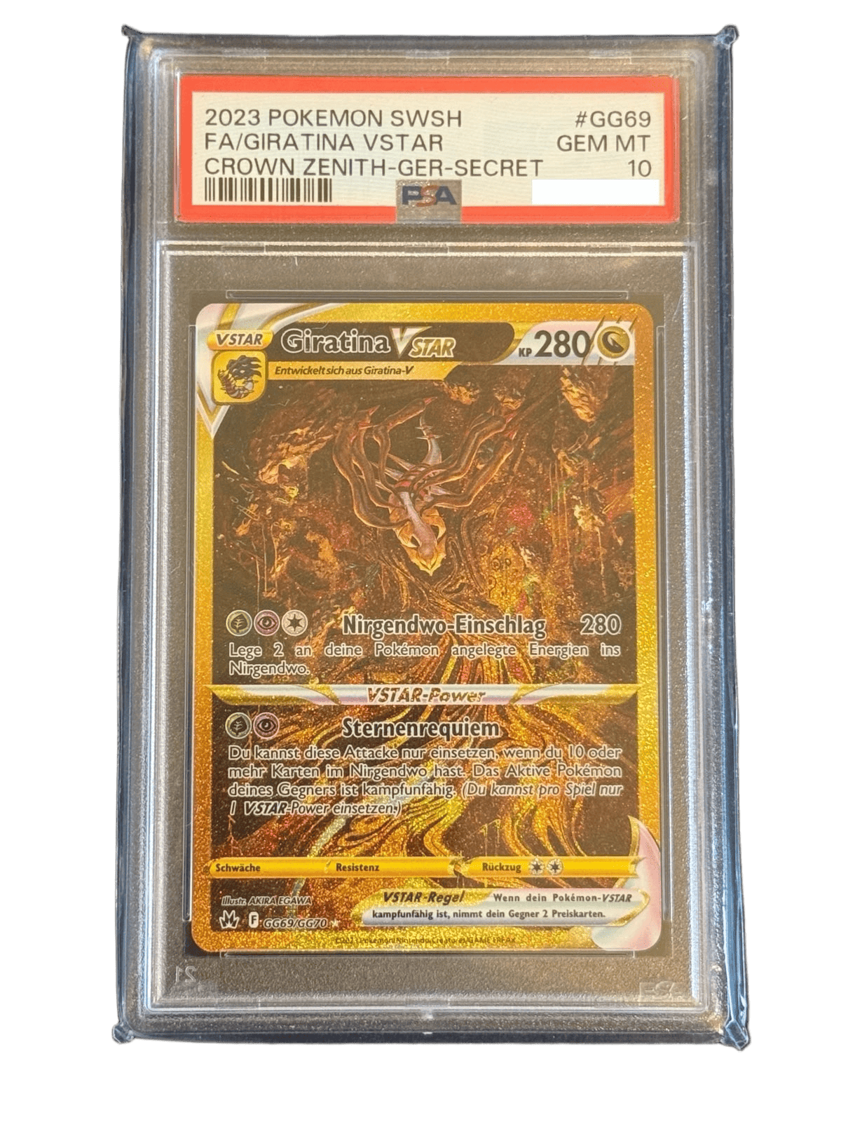 Pokémon Giratina VSTAR GG69/GG70 Full Art Secret Rare Crown Zenith PSA 10 GEM MT – Deutsch
